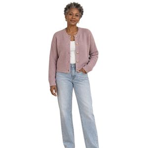 Cárdigan de punto rosa empolvado para mujer, con botones frontales, tejido texturizado, manga larga, top informal de moda, fabricante mayorista personalizado - Product Image 2