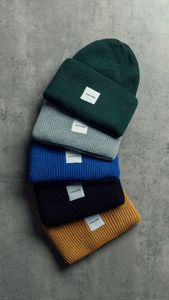 Gorro de Invierno Unisex 100% Algodón, con Borde Acanalado, Color Sólido, Gorro Casual con Bordado 3D para Adultos, 54-56CM, Playa - Product Image 2
