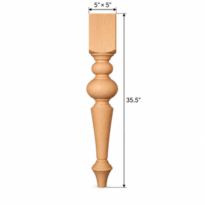 Pata de Mesa de Madera Maciza, Pata de Mueble de Madera Maciza, Diseño Tradicional Tallado en Forma de Calabaza, Base de Mesa Cuadrada para Hogar u Oficina - Product Image 2