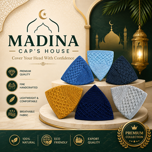 หมวกมุสลิม MADINA CAP'S HOUSE พรีเมียม ถักปักมือ ปรับขนาดได้ สีพื้น ผ้าฝ้ายระบายอากาศ สำหรับผู้ชายทุกคน - Product Image 5