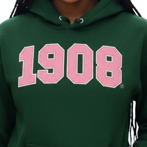 Sudadera con Capucha AKA Forest Green 1908, Números Deportivos Rosas, Sudadera de Forro Polar Unisex, Ropa de Hermandad Griega, OEM ODM - Product Image 4