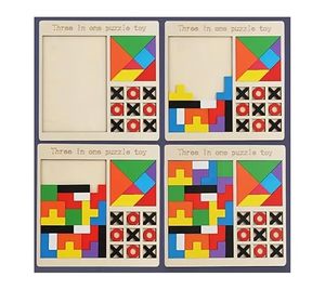 ชุดเกมปริศนาไม้ 3 in 1 แทนแกรม ตัวต่อไม้ ติ๊กแท็กโท ของเล่นเสริมพัฒนาการ ฝึกสมอง สำหรับเด็ก - Product Image 2