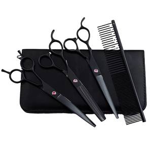 Ensemble de ciseaux de coiffure professionnels, peigne, lames en acier inoxydable affûtées, manche long léger, pour droitiers, pour utilisation en salon de coiffure - Product Image 1