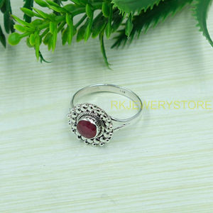 Anillo de Plata de Ley 925 con Rubí Rosa Natural, Diseño Hecho a Mano con Cuentas, Anillo Elegante para Mujer, Regalo de Navidad para Novia - Product Image 5