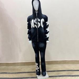 Nuevo Traje de 2 Piezas con Corte de Campana, Lavado y Desgastado, de Algodón Puro Pesado para Hombre, Venta al por Mayor, Chándal Barato 100% Algodón - Product Image 1