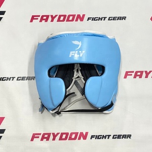 Nouvel ensemble de boxe FLY bleu ciel et blanc pour l'entraînement - Gants de boxe - Protection inguinal - Casque de protection - Cuir véritable - Product Image 5