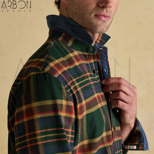 Nouvelle Arrivée Tendance : Chemise Décontractée à Carreaux pour Homme, Manches Longues, Vert Foncé et Moutarde, Confortable et Personnalisable - Product Image 5