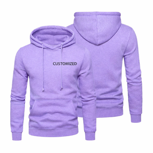 Sudadera con capucha morada clara para hombre, de alta calidad, personalizada, transpirable, con logotipo personalizado, estilo liso, tejida a la moda. - Product Image 1