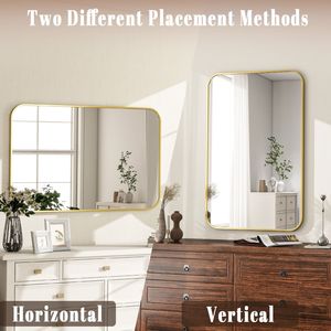 Illuminated <b>Gold</b> Framed Bathroom <b>Mirror</b> 20x28 Inch <b>Rectangular</b> Wall Mounted - Product Image 4