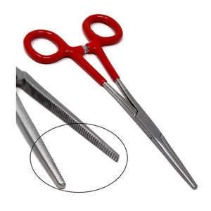 Pinzas de Pesca con Mosca Estándar, con Anillas Doradas, de Mandíbula Curva, Tipo Tijera, de Acero Inoxidable, Hemostáticas, para Atado Manual y Corte, Hosanna Quirúrgicas - Product Image 6