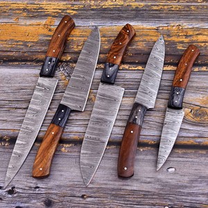 Nordic Forge Five-Piece Damascus Steel Chef <b>Knife</b> <b>Set</b> Rosewood Handles Custom OEM Handmade Kitchen <b>Knives</b> <b>Set</b> Full Tang <b>Knives</b> - Product Image 3