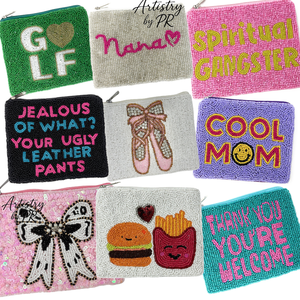 Porte-monnaie en perles de rocaille fait main, broderie perlée, mini pochette zippée, texte personnalisé, motif alimentaire, cadeau promotionnel tendance, avec chaîne de transport - Product Image 1