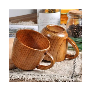 Nouvelle tasse à thé et soucoupe en bois, forme ronde, design minimaliste avec poignée, pour le thé de l'après-midi - Product Image 3