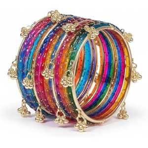 Conjunto de Brazaletes de Cristal Naranja para Mujer, Brazaletes Étnicos para Boda, Diseño de Gota de Lluvia, Estilo Moderno - Product Image 3