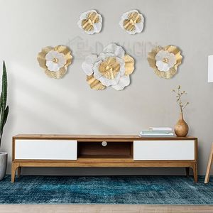 Conjunto de Arte Decorativo de Flores Metálicas Modernas para Pared, Adornos Florales Hechos a Mano para Decoración del Hogar y Sala de Estar - Product Image 2