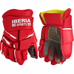 Gants de hockey sur glace IBERIA Premium Black avec doublure jaune |   Gants de protection pour joueurs de hockey |   Logo personnalisé OEM en gros - Product Image 4