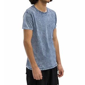 Camiseta de algodón de punto de manga corta con cuello redondo para hombre, azul vaquero lavado, corte regular, color liso, OEM ODM, novedad 2026 - Product Image 6