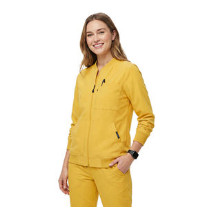 Chaqueta Médica Personalizada OEM de Moda para Mujer, Uniforme de Enfermera con Cierre, Chaqueta de Trabajo de Hospital de Manga Larga, Estilo Bomber - Product Image 1