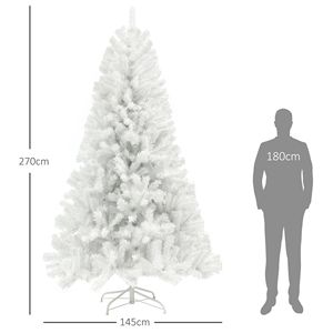 Albero di Natale Artificiale Non Illuminato con Rami Aperti, Base in Acciaio Bianco per Decorazioni Natalizie Casa e Ufficio - Product Image 6