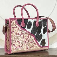 Sacs fourre-tout pour femmes en cuir de vachette façonnés à la main, grande capacité, motif floral, poignée supérieure, sacs à bandoulière de luxe pour voyage, vente chaude