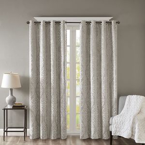 Jacquard damasco lavorato a maglia Total Blackout con occhiello pannello per tenda - Product Image 1