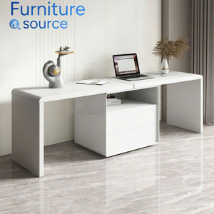 Bureau de direction de luxe extensible en MDF avec tiroir utilitaire. Finition en mélamine moderne, durable et écologique - Product Image 2