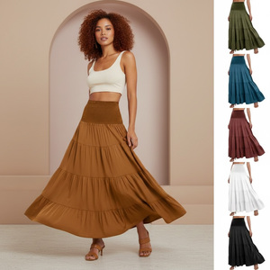 Falda Larga Personalizada al por Mayor para Mujer, Informal, de Algodón, de Secado Rápido, Falda Midi de Moda, Falda Larga de Verano, Lisa Teñida - Product Image 3