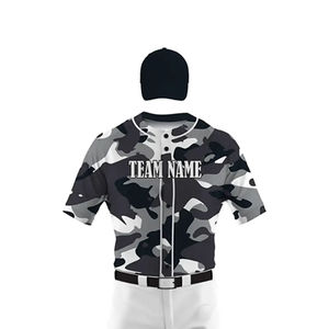 Conjunto de Uniforme de Béisbol para Hombre, Camiseta de Manga Corta con Estampado de Camuflaje y Pantalones con Cierre de Botones, Diseño Sublimado con Nombre del Equipo - Product Image 6
