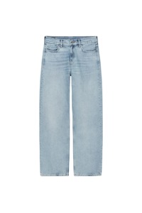 Jean en denim taille haute coupe droite délavé clair, en coton, style décontracté printemps, coupe régulière, tissu tissé mi-lourd - Product Image 4