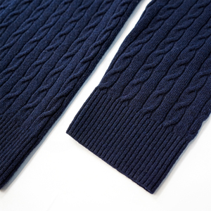 Suéter con Capucha de Punto Azul Marino para Hombre, 100% Lana, Casual, Invierno, Color Sólido, Corte Regular, Manga Larga, Anti-Pilling - Product Image 3