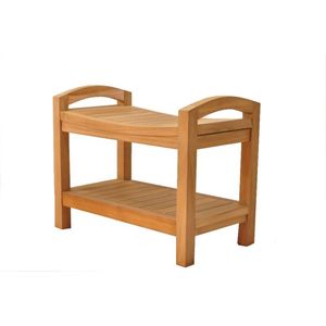 Banc de douche en teck, fabriqué en Indonésie, meuble en bois massif - Product Image 1
