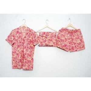 Conjunto de Pijama de Manga Corta de Algodón Suave de Lujo para Mujer, Estampado Floral, Ligero, Transpirable, de Secado Rápido, Pantalones Cortos para Estar en Casa en Verano - Product Image 4