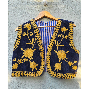 Velvet Embroidered Vest Women's Sleeveless Bomber Jacket Reversible Breathable Winter Outerwear Boho Autumn Style <b>gift</b> for her - Product Image 1