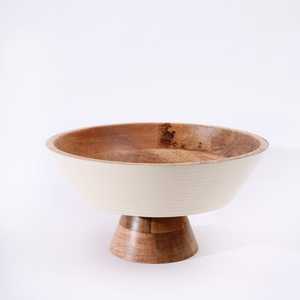 Bol à salade en bois naturel fait main de style occidental avec cuillères de service, design Wabi Sabi, pour fêtes, mariages, restaurants et usage en cuisine - Product Image 6