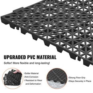 50 pezzi nero 12 \ "X 12 \" incastro morbido PVC di drenaggio piastrelle per pavimenti antiscivolo fori di drenaggio per bagno bagno zone umide - Product Image 3