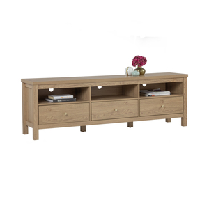 Mueble para TV hecho de madera de teca maciza de alta calidad con espacio de almacenamiento en color madera natural para uso en sala de estar interior. - Product Image 6