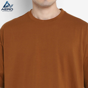 Camiseta de Algodón Marrón Lisa OEM para Hombre, de Alta Calidad, Manga Corta, Cuello Redondo, Holgada, Informal, Lisa, al por Mayor - Product Image 5