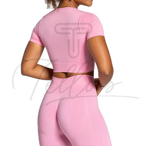 Top Corto de Alta Calidad al por Mayor 2026, Top Corto Informal de Cuello Redondo y Manga Corta para Mujer, Top Corto Básico de Algodón Sólido para Mujer - Product Image 2
