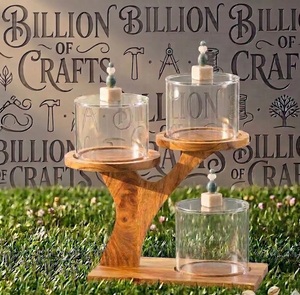 Clear Plexi <b>Acrylic</b> Apothecary Jars with Wooden Stand Cylindrical <b>Storage</b> Canisters with Lids for gifts ramada chocolate display - Product Image 5