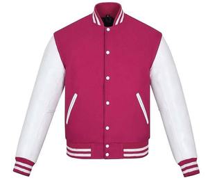 Blousons universitaires style varsity en laine et cuir, originaux, avec col montant, directement de l'usine - Product Image 1