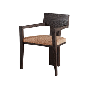 เก้าอี้ไม้สีน้ำตาลเข้มทรงเรขาคณิตสไตล์มินิมอลพร้อมพนักพิงรูปตัว T กว้างที่โดดเด่น - Product Image 1