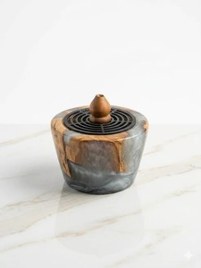 Luxury Resin and Natural Sandalwood Arabic Oud Burner Handmade Bakhoor <b>Incense</b> <b>Holder</b> with Contemporary Finish Religious - Product Image 5