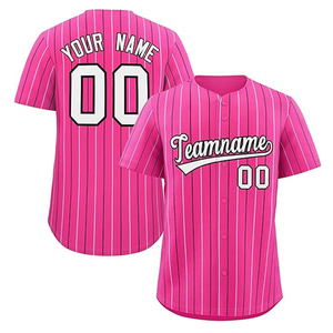 Camiseta de Béisbol Personalizada con Rayas, Logotipo Bordado, Secado Rápido, Sublimada, Deportiva, con Botones - Product Image 3