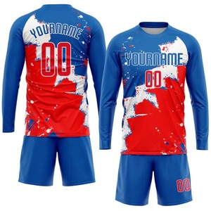 Maillot de football personnalisé rouge et blanc par sublimation, respirant, séchage rapide, tenue de club de football, kit sportif professionnel pour matchs d'équipe - Product Image 5