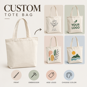 Sac fourre-tout en toile de coton avec fermeture éclair, couleur unie, logo personnalisé, avec poignées d'épaule pour les courses quotidiennes, les voyages et la plage - Product Image 4