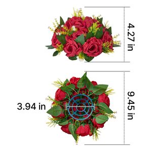 10 Pezzi di Rose Rosse Artificiali da 9,5 Pollici per Composizioni Floreali, Bouquet, Centrotavola per Matrimoni e Decorazioni da Tavola - Product Image 6
