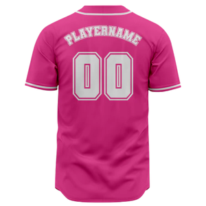 Pink Baseball <b>Jersey</b> <b>Short</b> Sleeve Button Up Custom Team Uniform Breathable Polyester Athletic Sports Shirt - Product Image 3