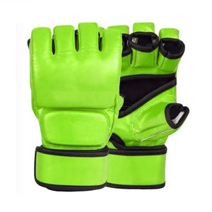 Guantes de Entrenamiento de MMA de Cuero Nuevos al por Mayor, Negros Completamente, de Medio Dedo, Profesionales para Lucha, Muay Thai, con Correa - Product Image 4