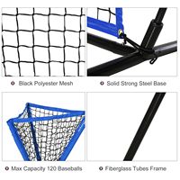 Équipement d'entraînement portable bleu, ensemble de filet de baseball 7,5x7 pieds, comprend un filet de receveur et un support de balles pour l'entraînement au frappeur, au lanceur et au batteur
