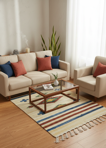 Alfombra/Alfombra de Pasillo Moderna de Algodón Tejido Beige con Diseño Floral, Lavable a Máquina, Reversible, Multicolor, para Oración y Viajes, Venta al por Mayor - Product Image 2